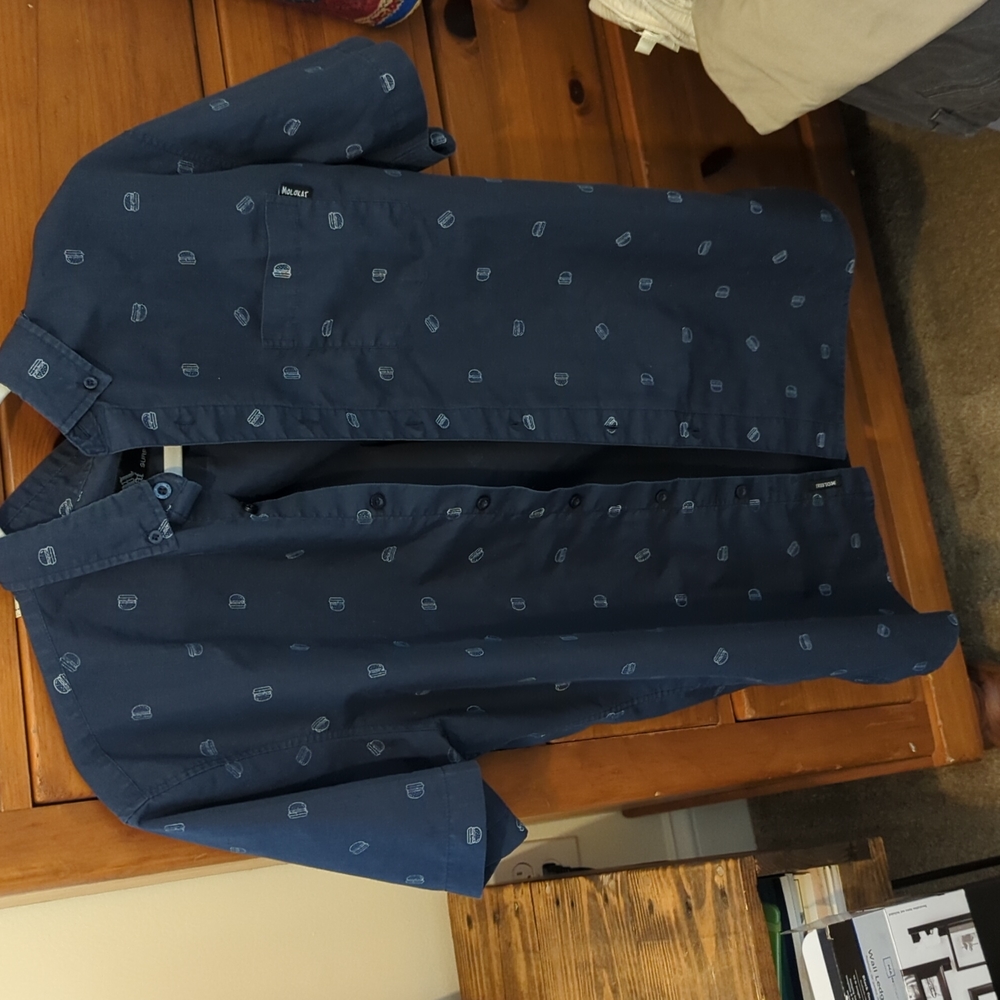 Fun blue hamburger Button down
